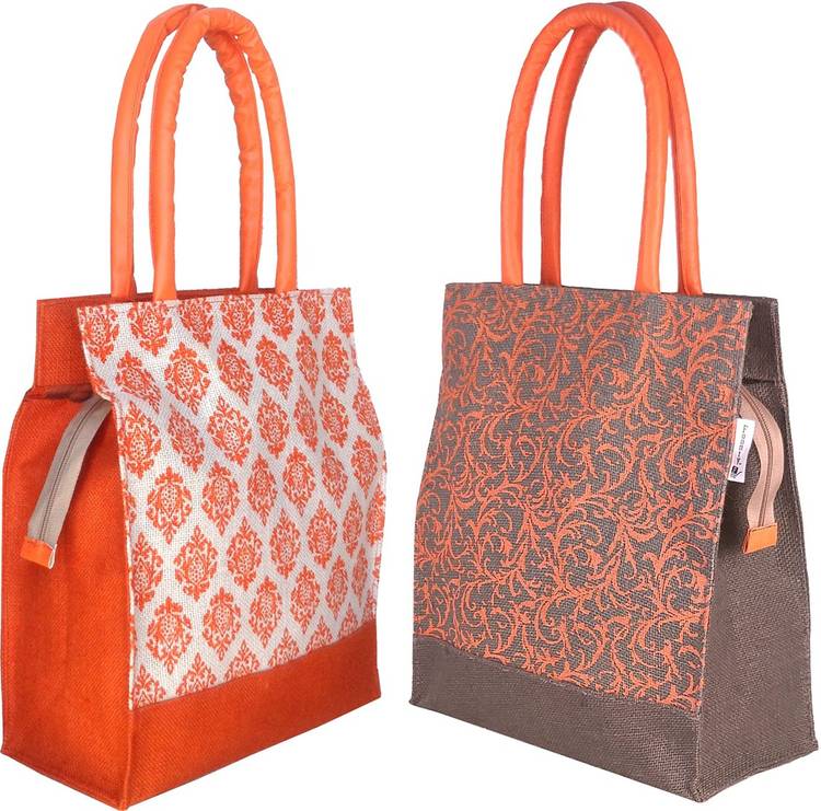 Women Grey, Orange Tote Price in India