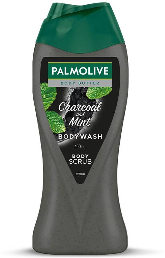 PALMOLIVE Charcoal & Mint Body Wash for Men & Women, Shower Gel with Natural Charcoal Powder and Mint Oil (Body Scrub) - pH Balanced, No Parabens, No Silicones