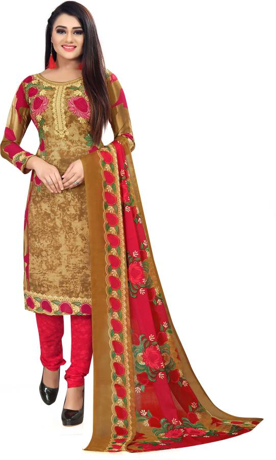 Unstitched Crepe Salwar Suit Material Dyed, Floral Print, Printed Price in India