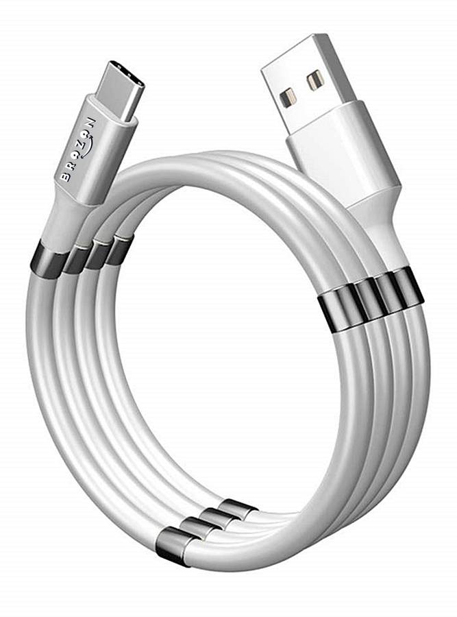 Brozon Self Winding Magnetic Charge Cable,USB Type C Retractable Fast Charging Cord, Super Organized Neatly Arranged Nano Portable 360 Degree Coiling Data Cords 0.9 m USB Type C Cable