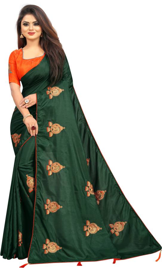 Embroidered Fashion Silk Blend Saree Price in India