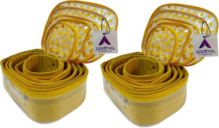 Aadhya Combo of polka dot 5 kit cosmetics storage makeu bindi organizer Carry item KEEP SAFE Vanity Box Price in India