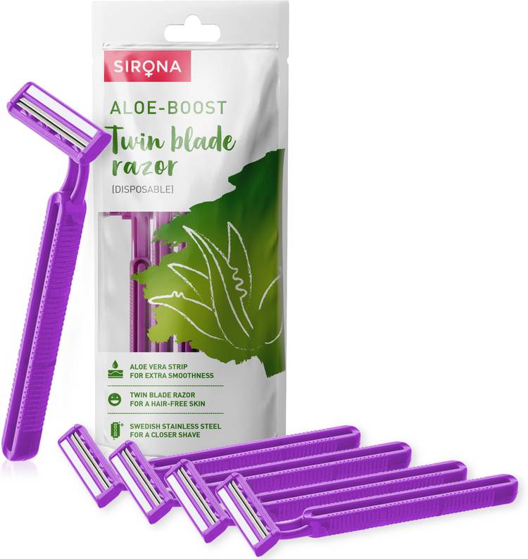 Sirona Disposable Shaving Razor for Women with Aloe Boost - 5 Units (Pack of 2)