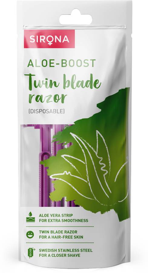 Sirona Disposable Shaving Razor for Women with Aloe Boost - 5 Pcs (Pack of 3)