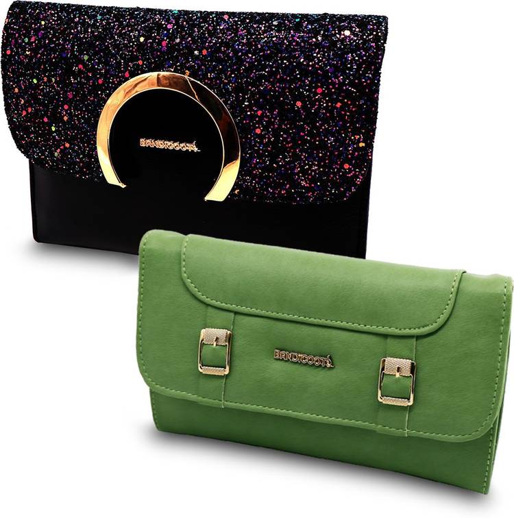 Casual, Party Green  Clutch Price in India