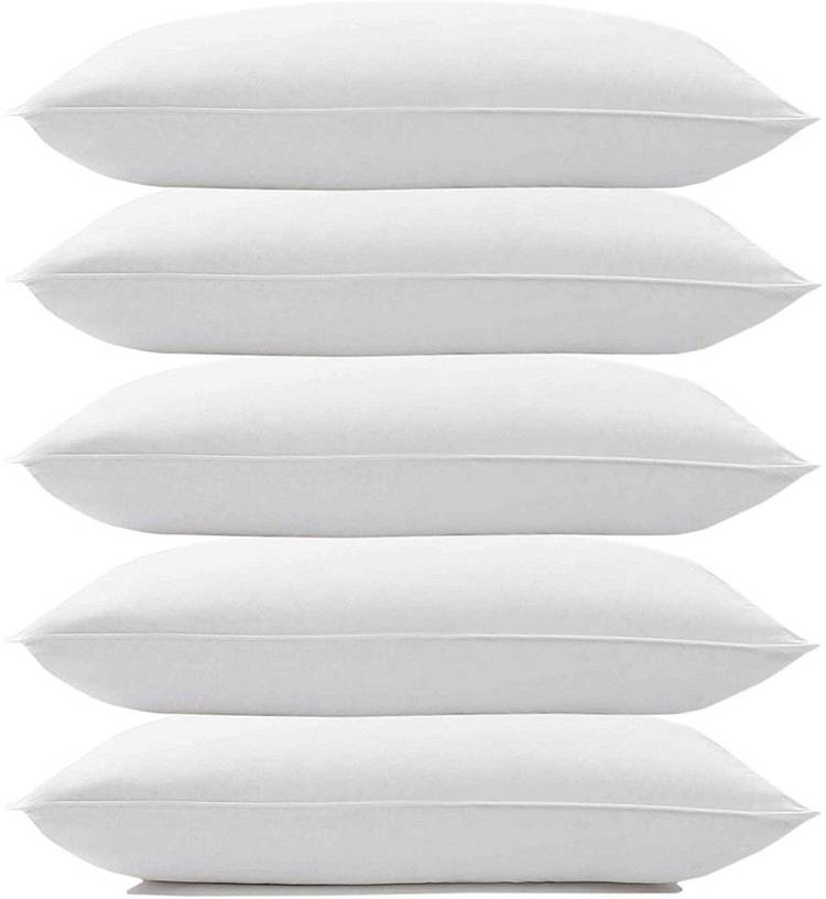 GAUZY Cotton Solid Sleeping Pillow Microfibre Solid Sleeping Pillow Pack of 5