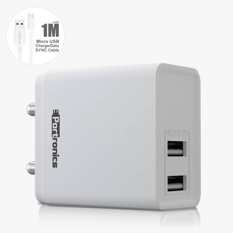 Portronics POR-648 ADAPTO 12 W 2.4 A Multiport Mobile Charger with Detachable Cable