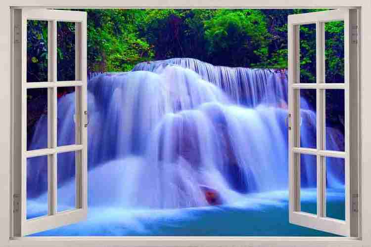 3D Vastu Beautiful Nature Waterfall Waterproof Vinyl Sticker Poster