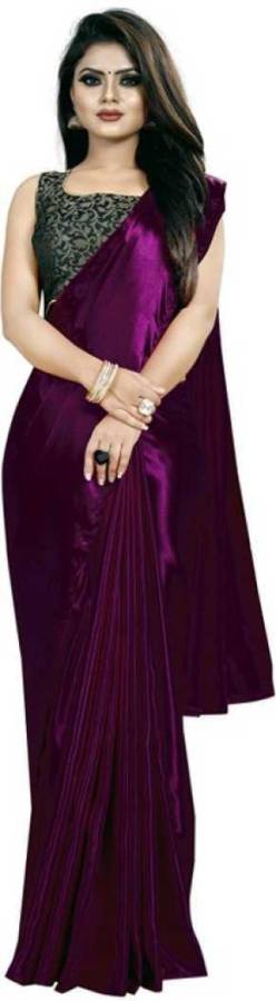 Solid Fashion Satin Blend Saree Price in India