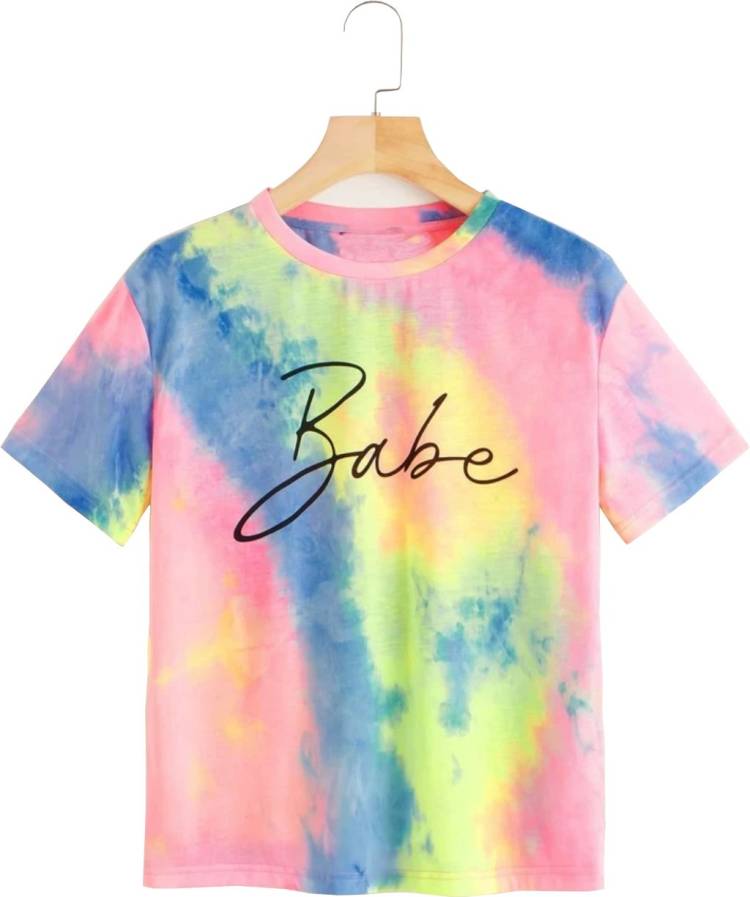 Casual Half Sleeve Tie & Dye Women Multicolor Top Price in India