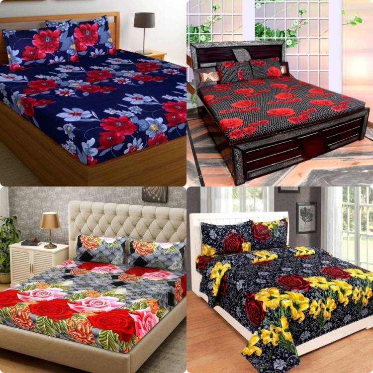 RD FABS 144 TC Microfiber Double Floral Bedsheet