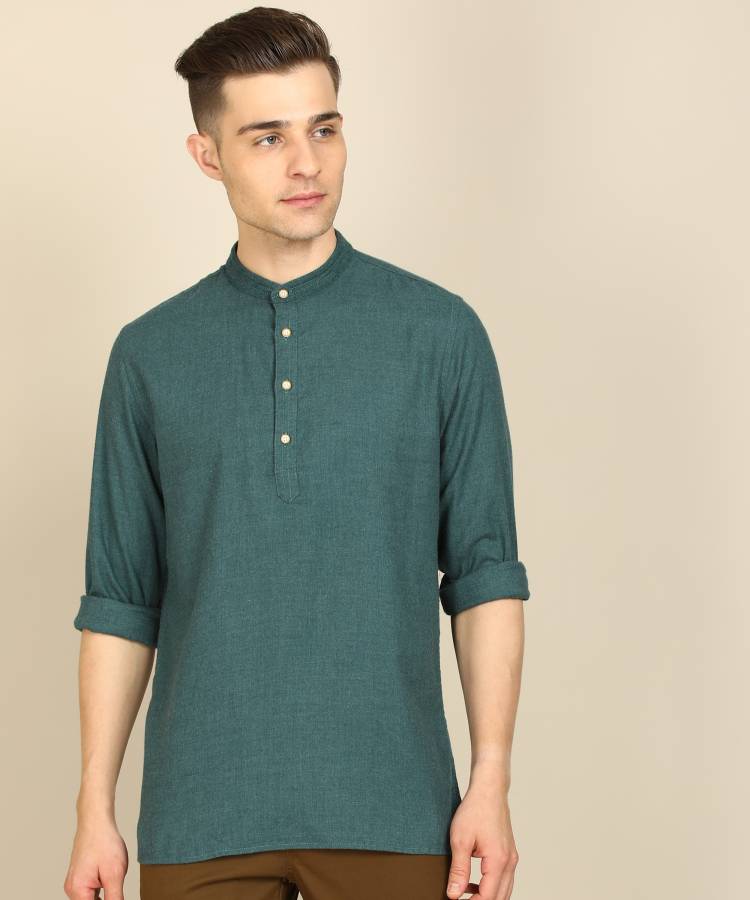 Men Slim Fit Solid Spread Collar Casual Shirt Price in India