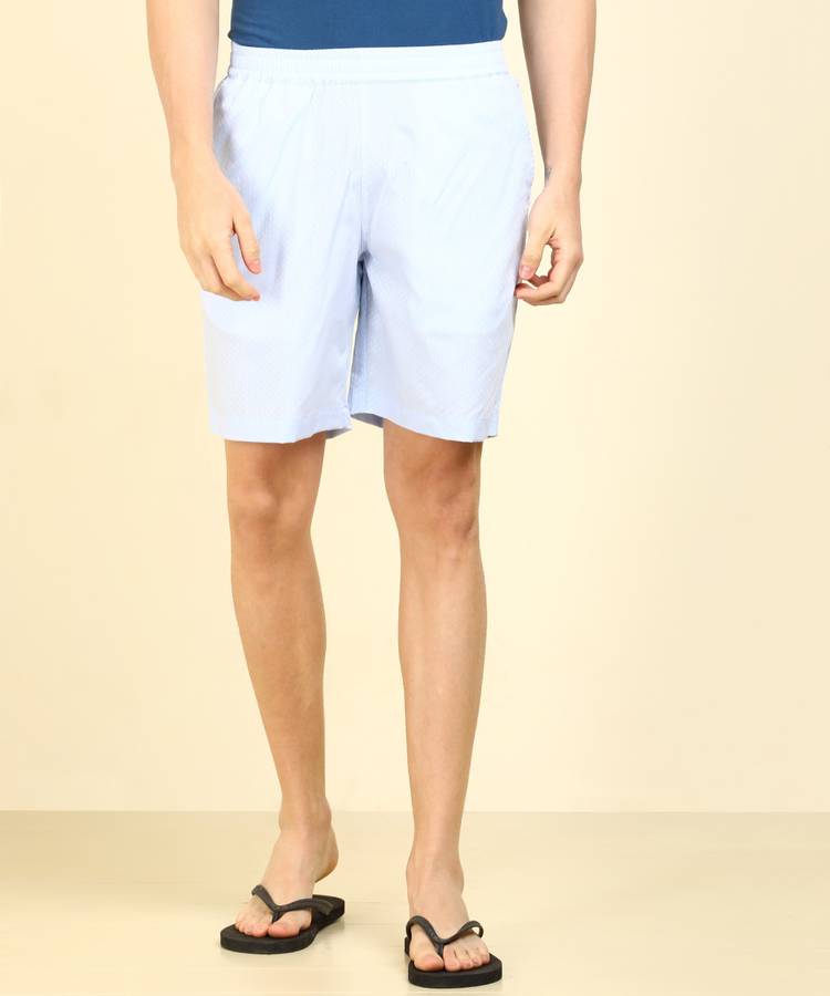 Self Design Men Light Blue, White Night Shorts