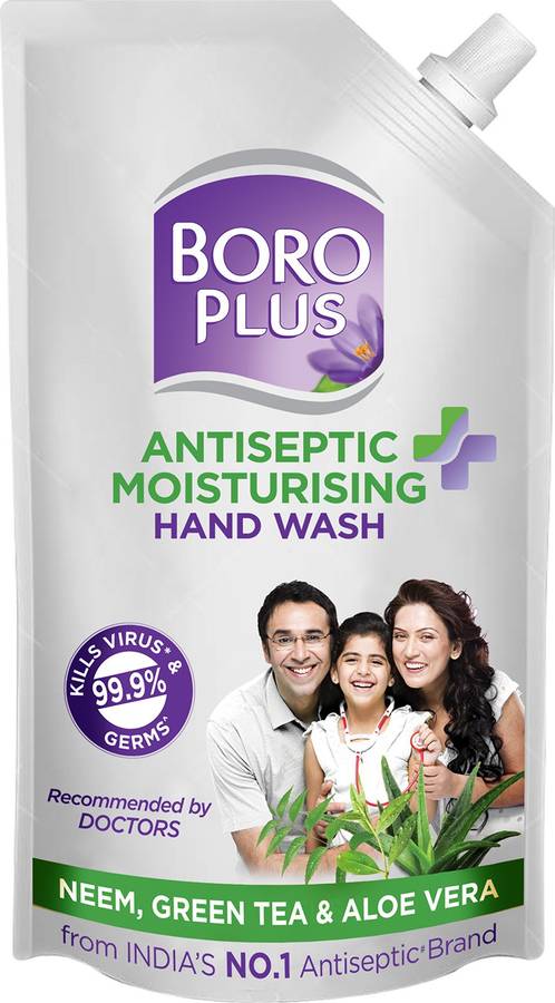 BOROPLUS Antiseptic Plus Moisturising Neem, Green Tea and Aloe Vera Hand Wash Refill Pouch