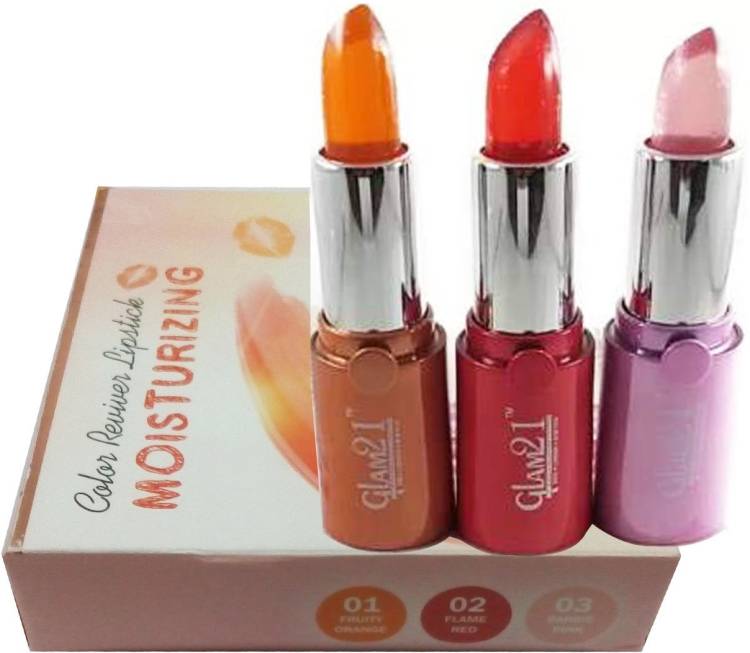 Glam21 1 COLOR REVIVER MOISTURIZING LONG LASTING JELLY LIPSTICK 3.6 GM + 1 FRUITY ORANGE COLOR REVIVER MOISTURIZING LONG LASTING JELLY LIPSTICK 2.5 GM + 1 FLAME RED COLOR REVIVER MOISTURIZING LONG LASTING JELLY LIPSTICK 3.6 GM Price in India