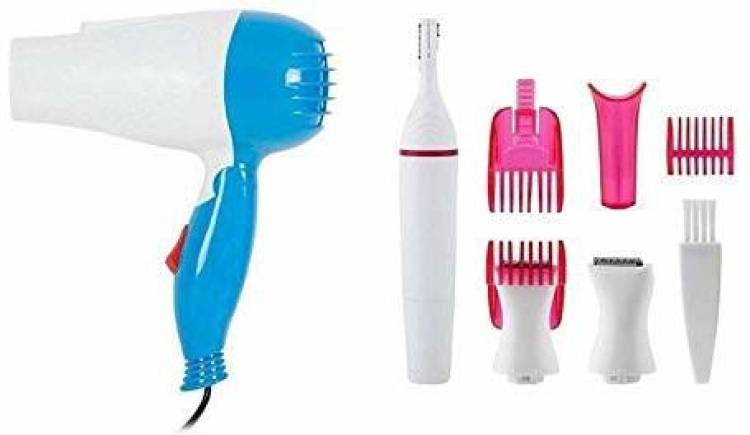 PTITSA Combo Pack of Foldable Hair Dryer 1290 & Sweet Trimmer Hair Dryer Price in India