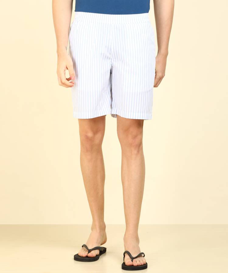 Striped Men White, Blue Night Shorts