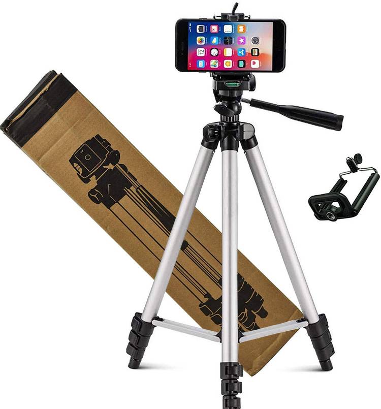 Starpro Professional 3110 Tripod with mobile holder Light Aluminum Alloy Photography Stand for Make Videos on ,MX Taka Tak, Vigo Video,YouTube ,instagram ,online class, Fits all smartphones ,camera ,projector/ Strong and Durable Tripod/Portable and Exten