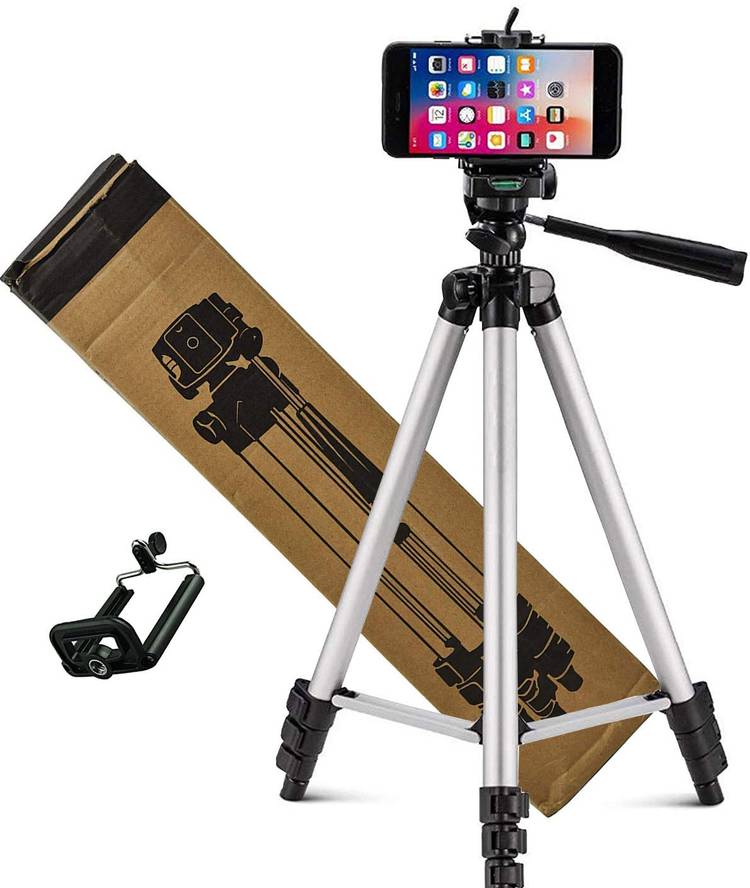 FRAONY Combo 3110 Tripod with mobile holder Light Aluminum Alloy Photography Stand for Make Videos on ,MX Taka Tak, Vigo Video,YouTube ,instagram ,online class, Fits all smartphones ,camera ,projector/ Strong and Durable Tripod/Portable and Extendable bo
