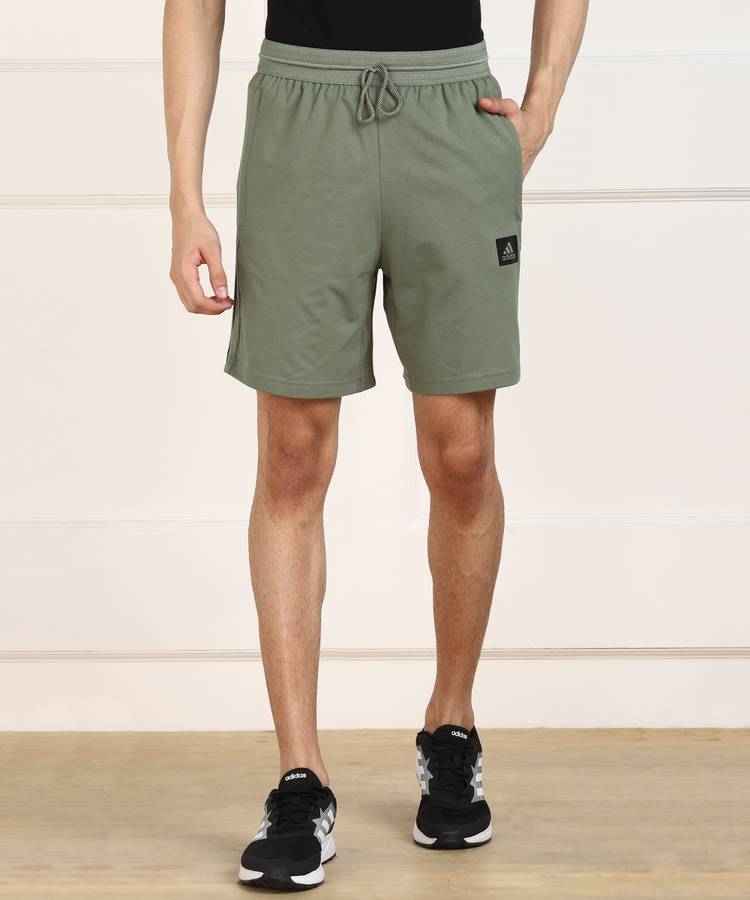 Solid Men Green Sports Shorts