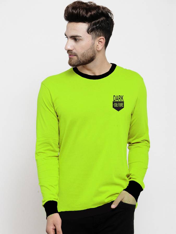 Color Block Men Round Neck Green T-Shirt