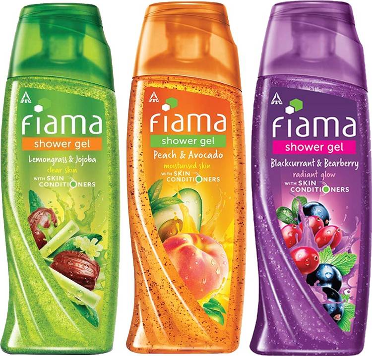 Fiama Shower Gel Lemongrass & Jojoba, Blackcurrant & Bearberry , Peach & Avocado - Pack of 3