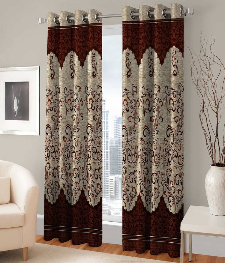 Saanvi Creations 152 cm (5 ft) Polyester Window Curtain (Pack Of 2)