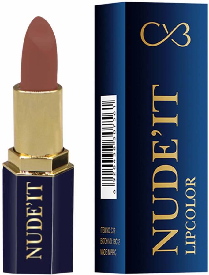 CVB C12-201 Nude’It Lip Colour for Smudge-Proof Matte Finish, Dermatologically Tested Smooth Texture Highly Blendable Long-Lasting Lipstick Price in India