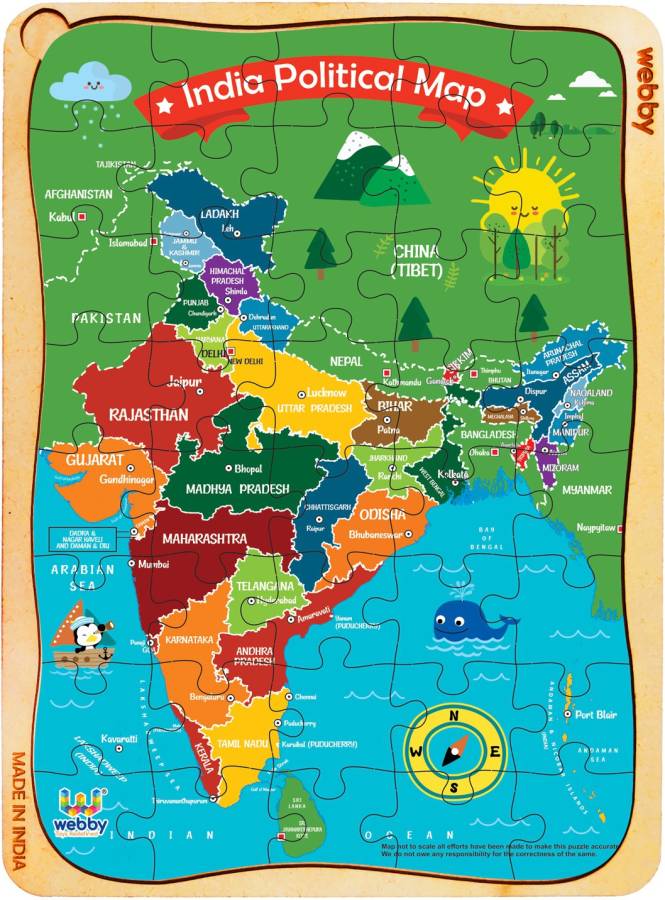 Webby India Map Wooden Jigsaw Puzzle