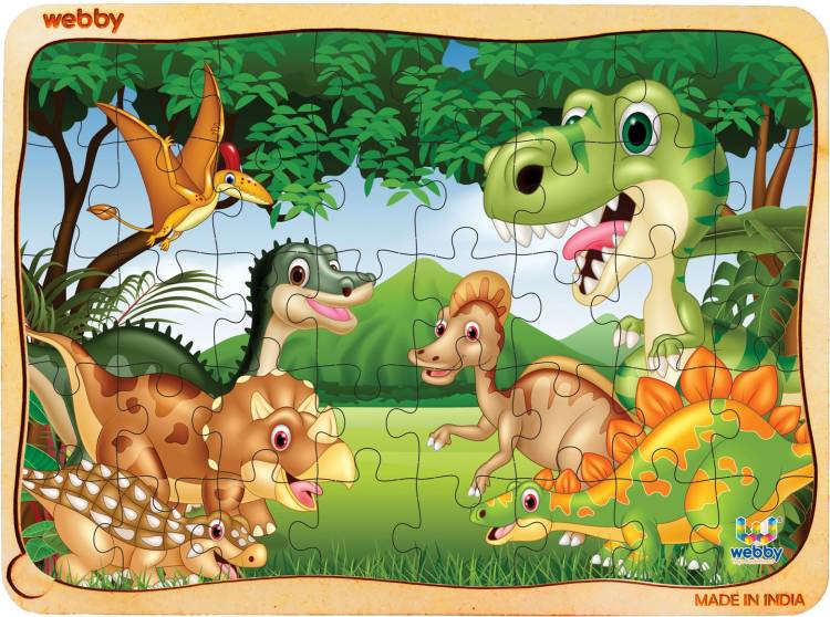 Webby Dinosaurs in Jungle Wooden Jigsaw Puzzle, 40pcs