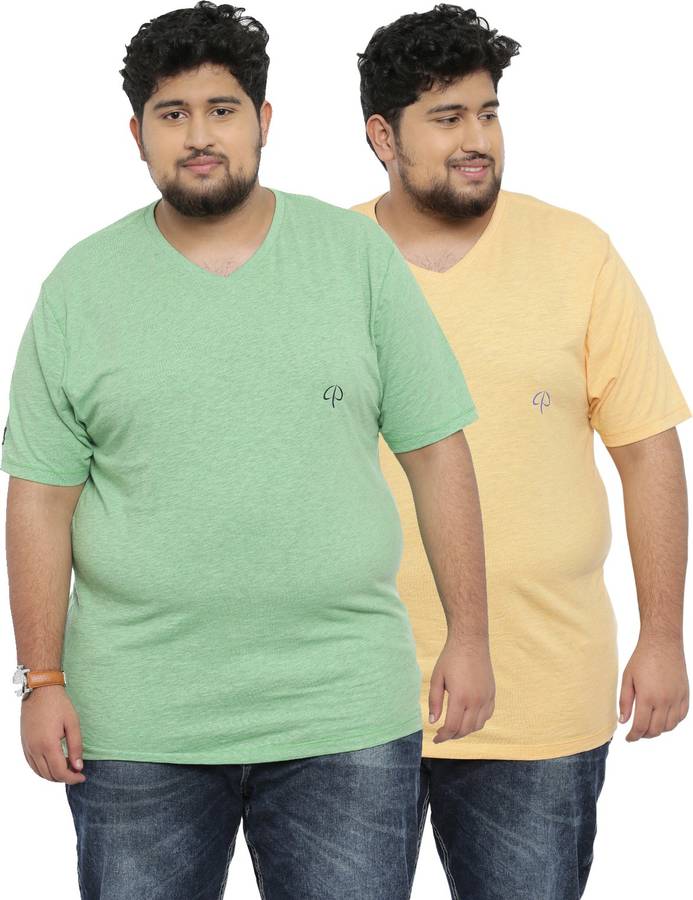 Solid Men Cowl Neck Green T-Shirt