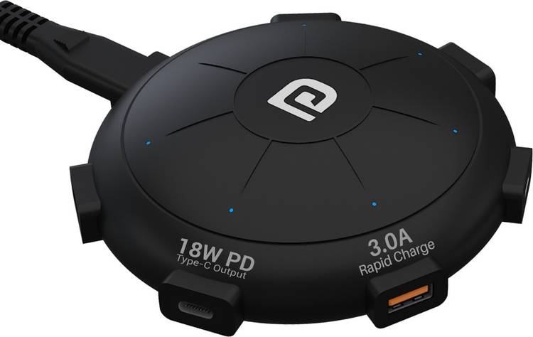 Portronics POR-1094 UFO PRO 6 Ports 60W Charging Station with PD + QC Output 60 W 12 A Mobile Charger with Detachable Cable