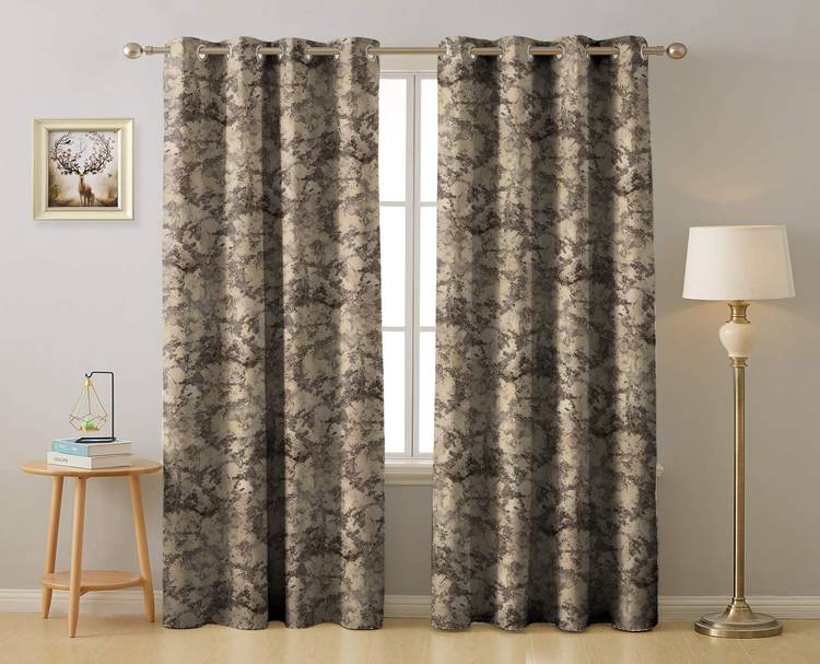 Rayna Decor 152 cm (5 ft) Velvet Window Curtain (Pack Of 2)