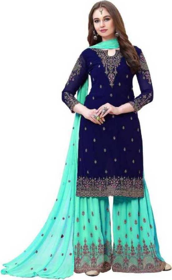 Georgette Embroidered Kurta & Palazzo Material