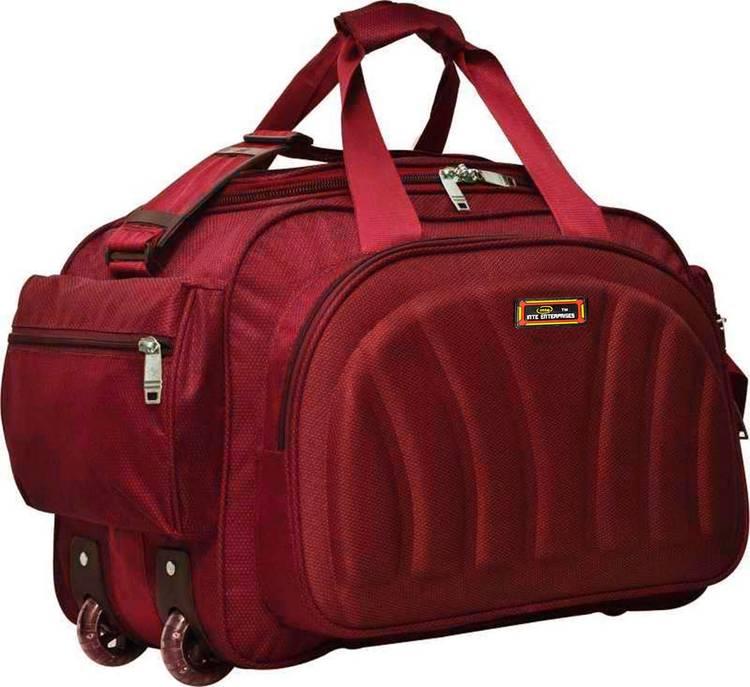 Inte Enterprises (Expandable) the super premium heavy duty 60 L polyester lightweight luggage bag Duffel Strolly Bag (Red) Duffel Strolley Bag