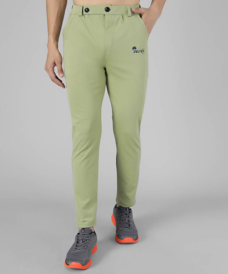 Solid Men Light Green Track Pants