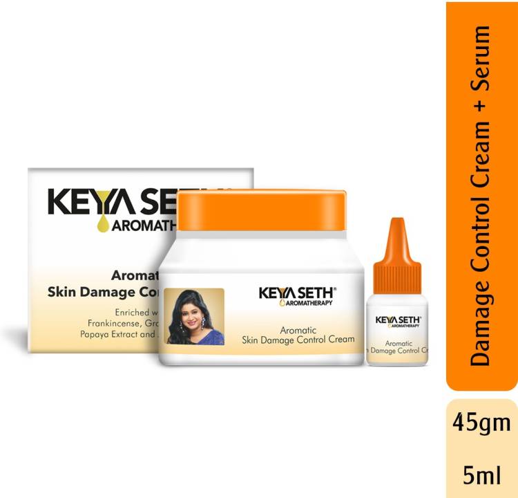 KEYA SETH AROMATHERAPY Skin Damage Control Cream + Serum. Repairs Skin Damage Sun Tan & Pollution, Fights Dullness, Uneven Skin Tone with Papaya Extract & Jojoba & Frankincense Essential Oil. Price in India