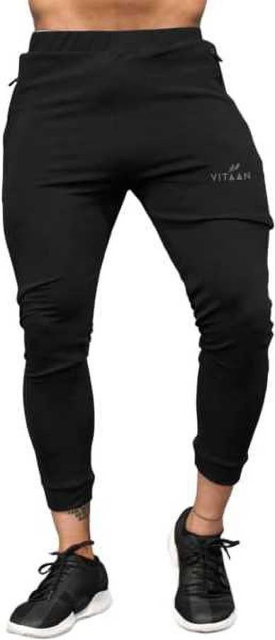 Solid Men & Women Black Track Pants