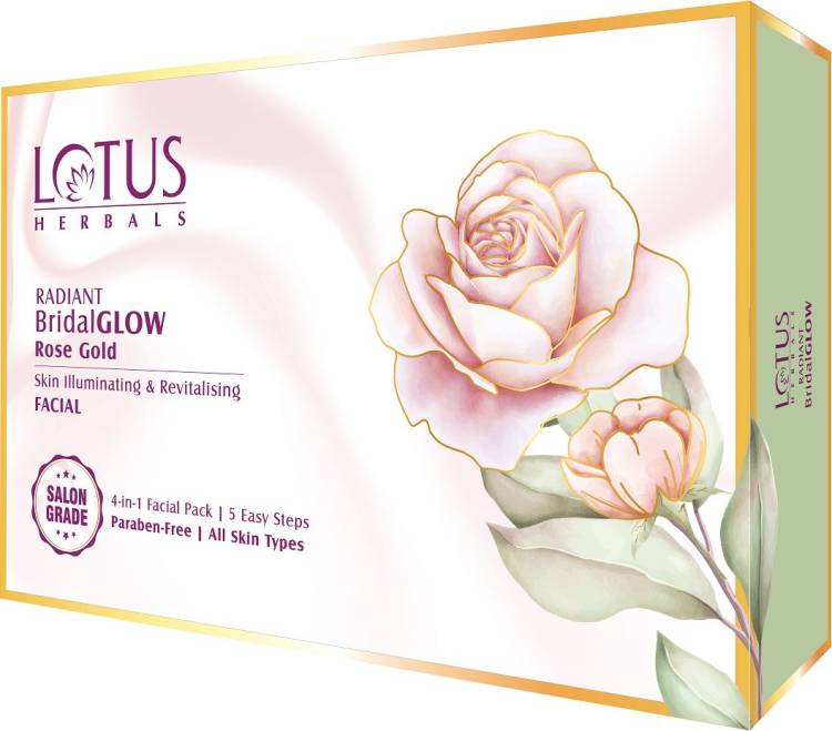 LOTUS HERBALS RADIANT BridalGLOW Rose Gold Skin Illuminating & Revitalising Facial 4 in 1 Kit Price in India