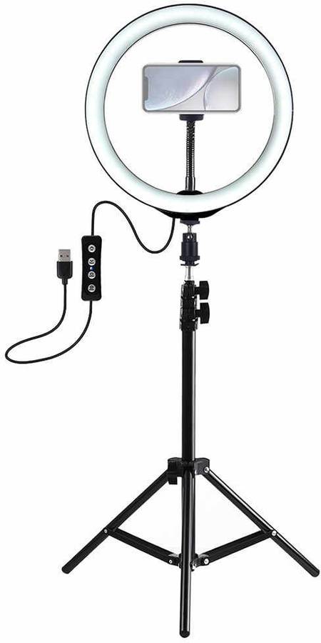 Wrapo 10 Inch Big Led Ring Light 3 Coloring Brightness with 7 Feet Portable Tripod Stand for Video Shooting | Photo Shoot | YouTube & Many More Compatible All Mobile Phones & Cameras Tripod