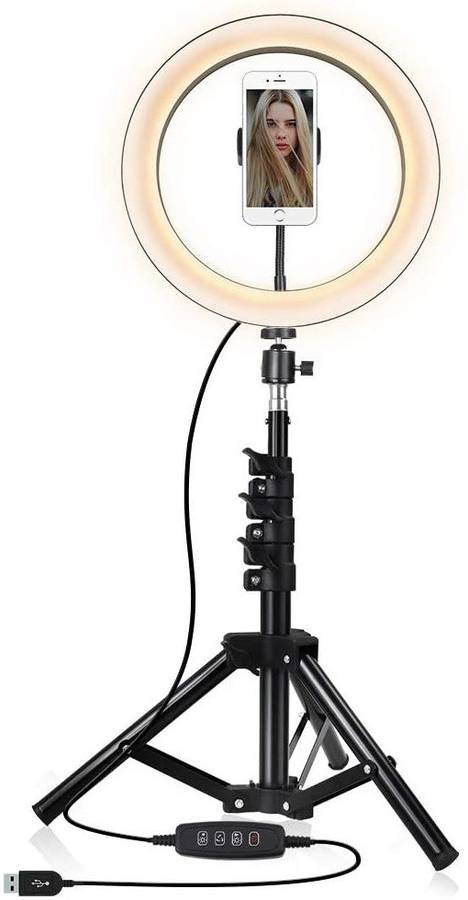 MUSTTALK 10" Portable LED Ring Light with 3 Color Modes Dimmable Lighting | for YouTube | Photo-Shoot | Video Shoot | Live Stream | Makeup & Vlogging | Compatible with iPhone/Android Phones & Cameras Tripod