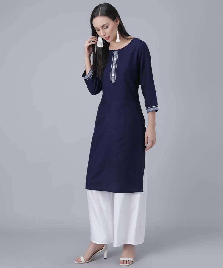 Women Solid, Printed Rayon Straight Kurta