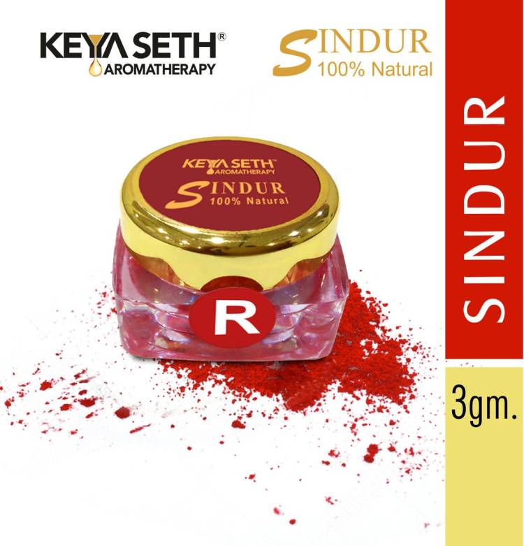 KEYA SETH AROMATHERAPY 100% Natural Dust Sindoor Red with Herbs Extracts & Floral Pigments Kumkum, No side Effects & No Hair Fall - 3gm Sindur Price in India