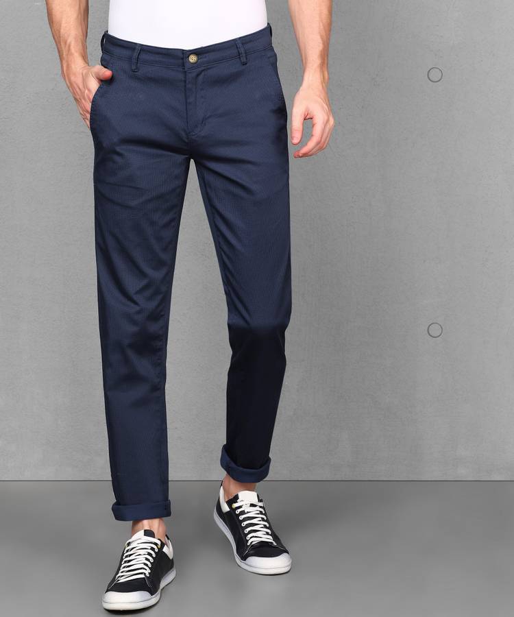 Slim Fit Men Cotton Lycra Blend Dark Blue Cotton Lycra Blend Trousers