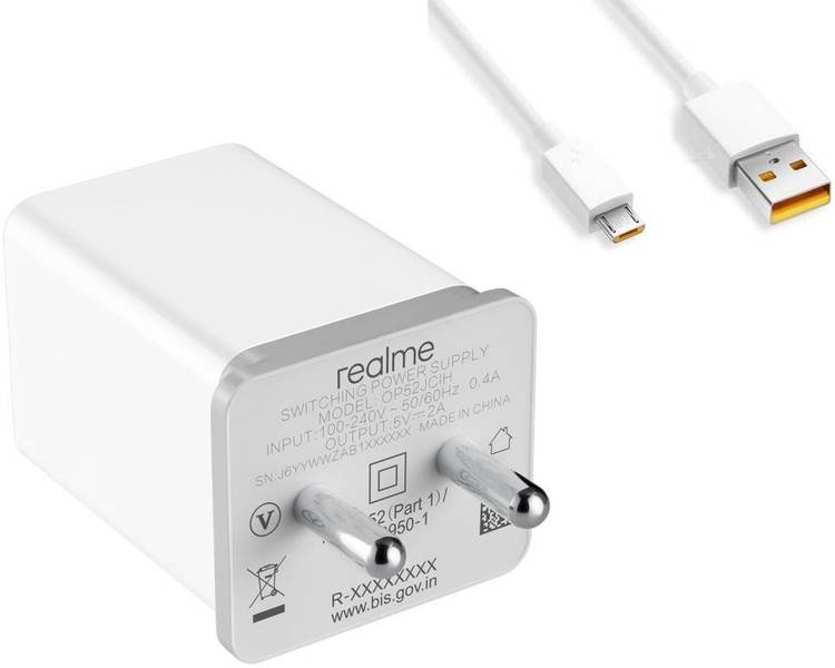 REALME FAST CHARGING 2.0 ADPTOR WITH CABLE WHITE 2 A Mobile Charger with Detachable Cable