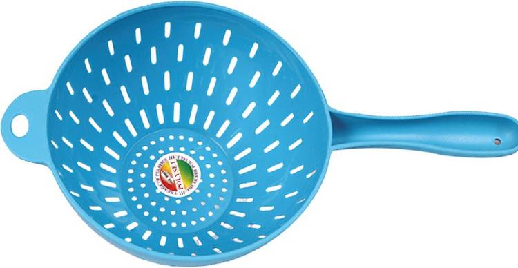 POLYSET Plastic Rice, Fruits, Vegetable, Noodles, Pasta Washing and Strainer for Storing and Straining Premium Colander Strainer Big – Blue Strainer