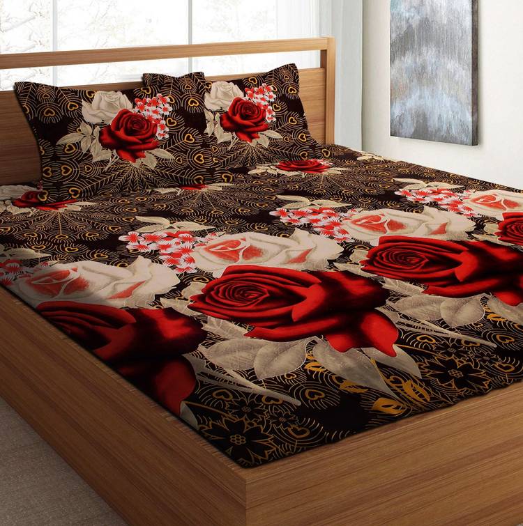 Casa Confort 120 TC Microfiber Double Floral Bedsheet