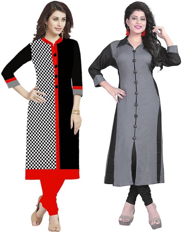 Cotton Checkered, Solid, Color Block Kurta Fabric