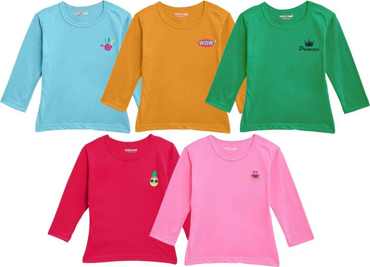 Girls Solid Cotton Blend T Shirt