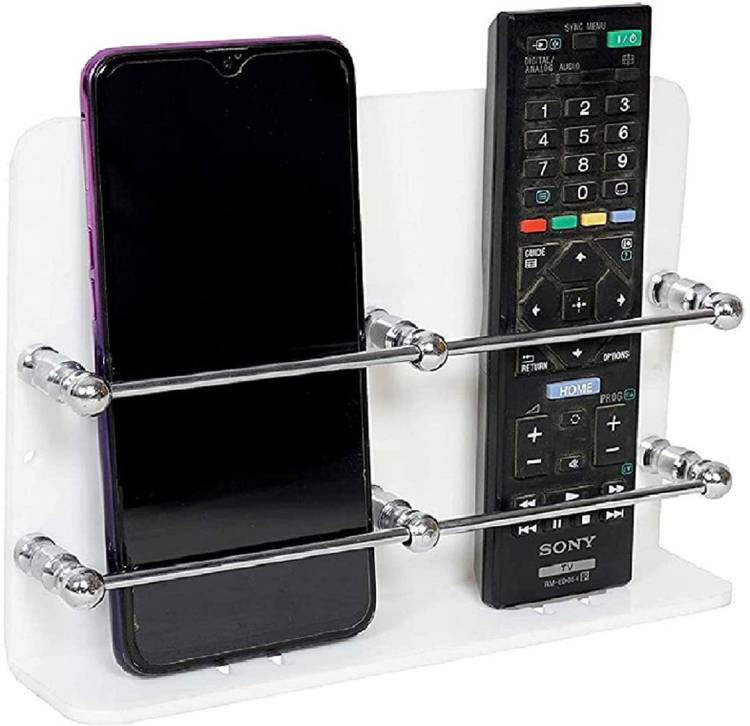 LICHEE White Acrylic Mobile Double Stand Mobile Stand Dual Phone Charging Holder TV AC Remote Stand for Home Office Bedroom Hotel Wall Multipurpose Mobile Stand Mobile Holder